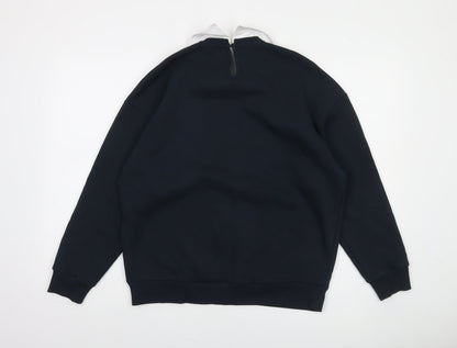 River Island Women’s Navy Collared Pullover Sweatshirt XS Embroidered Crest