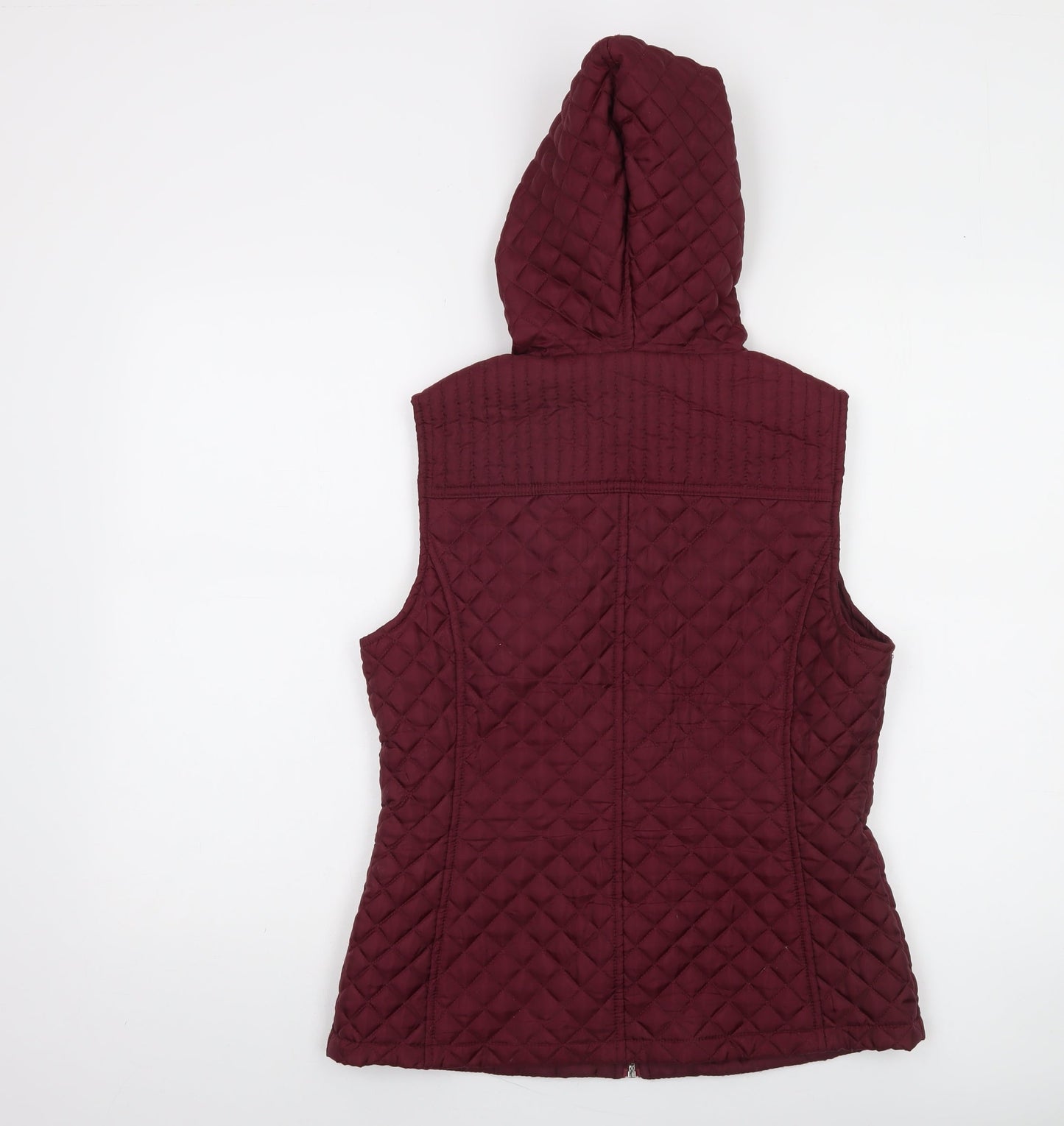 New Look Womens Red Quilted Hooded Waistcoat Size 12