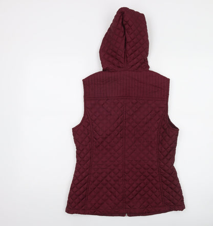 New Look Womens Red Quilted Hooded Waistcoat Size 12