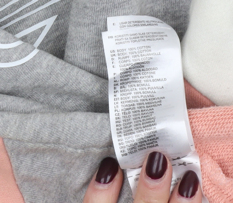 Adidas Women Grey Colourblock Sweatshirt Size 12 Cotton Crew Neck