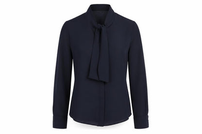 The Uniform Studio Women's Black Chiffon Tie Neck Blouse Size 8
