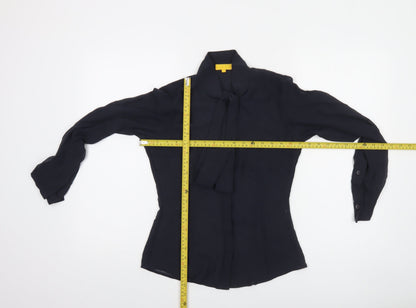 The Uniform Studio Women's Black Chiffon Tie Neck Blouse Size 8