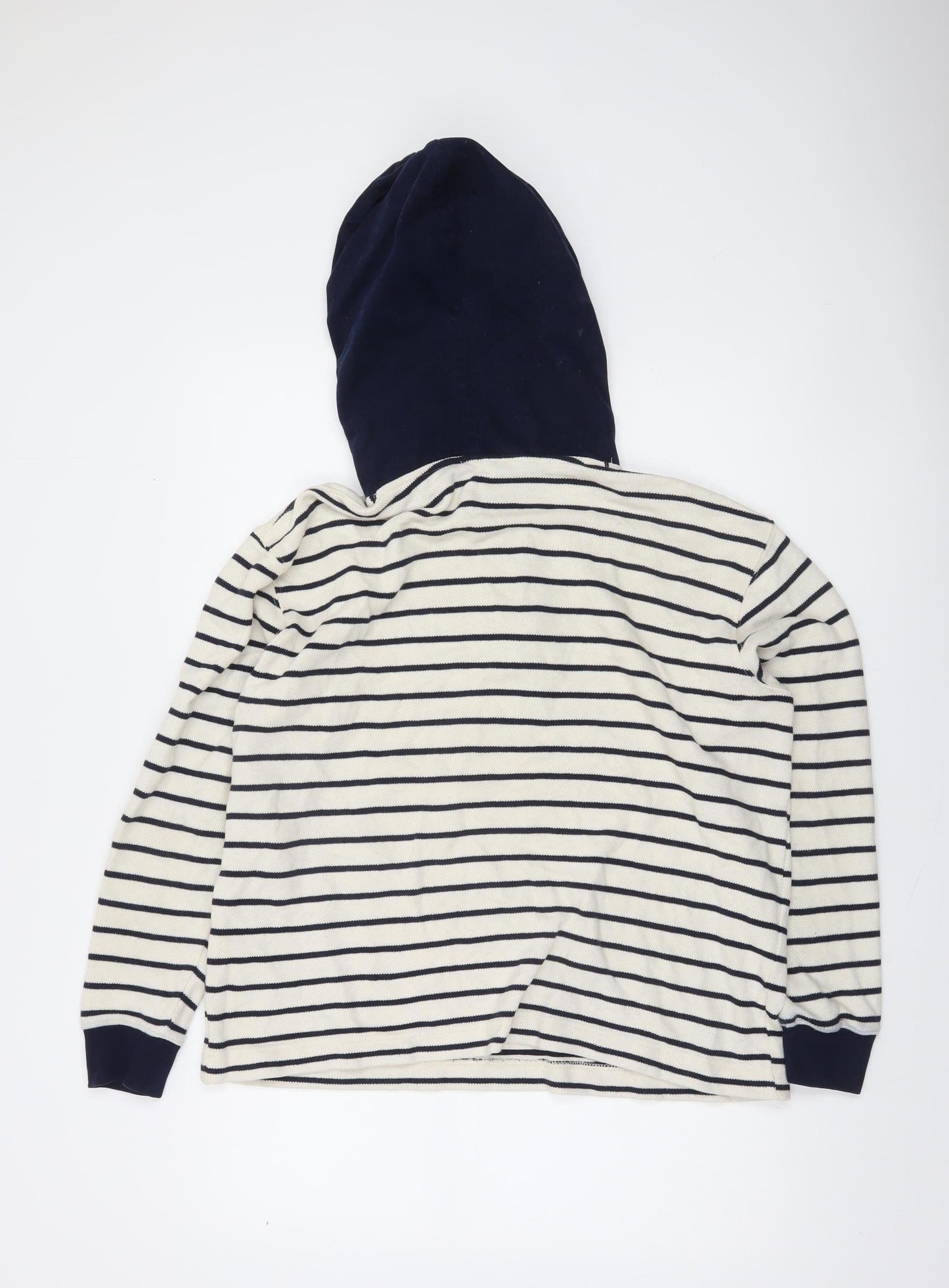 Zara Women Navy Stripe 1/4 Zip Cotton Hoodie M