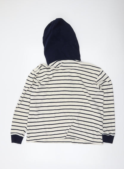 Zara Women Navy Stripe 1/4 Zip Cotton Hoodie M