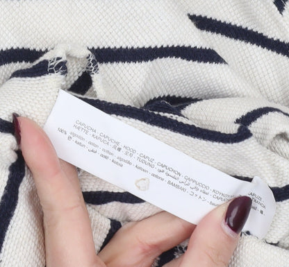 Zara Women Navy Stripe 1/4 Zip Cotton Hoodie M