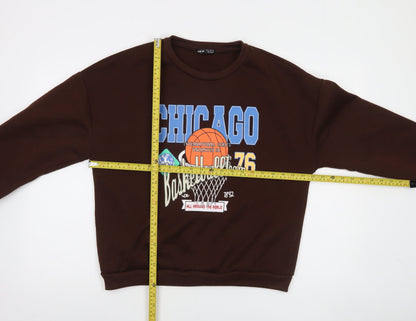 SHEIN Womens Brown Chicago Basketball Print Pullover Sweatshirt XL