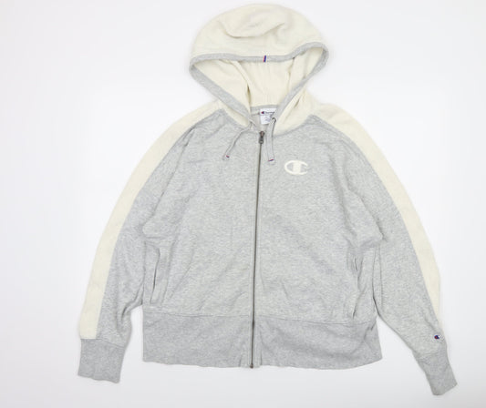 Champion Women’s Grey Full Zip Hoodie 1X Cotton Blend Athleticwear