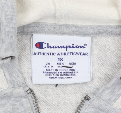 Champion Women’s Grey Full Zip Hoodie 1X Cotton Blend Athleticwear