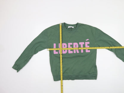 Find Women Green LIBERTÉ Cotton Sweatshirt UK 8 Crew Neck Long Sleeve