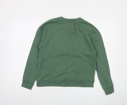 Find Women Green LIBERTÉ Cotton Sweatshirt UK 8 Crew Neck Long Sleeve