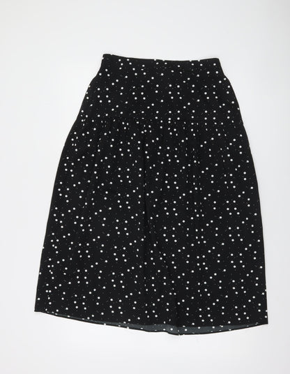 Dunnes Women Black Polka Dot A-Line Knee Length Skirt Size 10