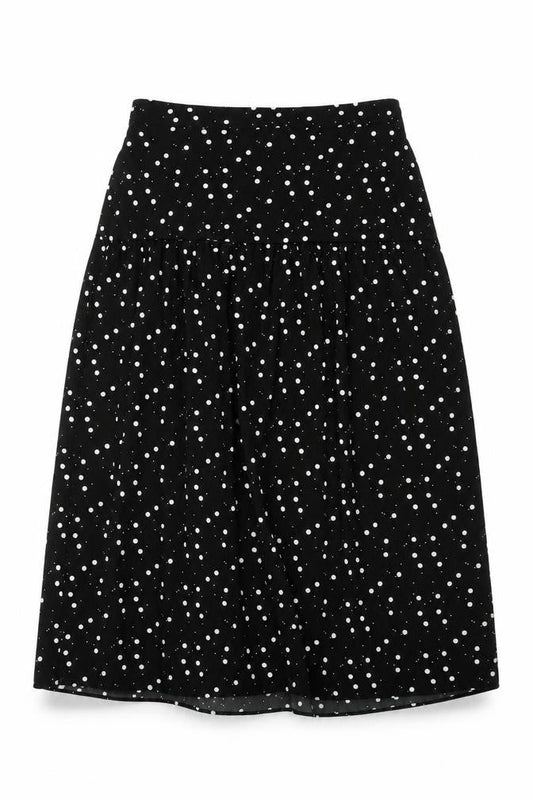 Dunnes Women Black Polka Dot A-Line Knee Length Skirt Size 10