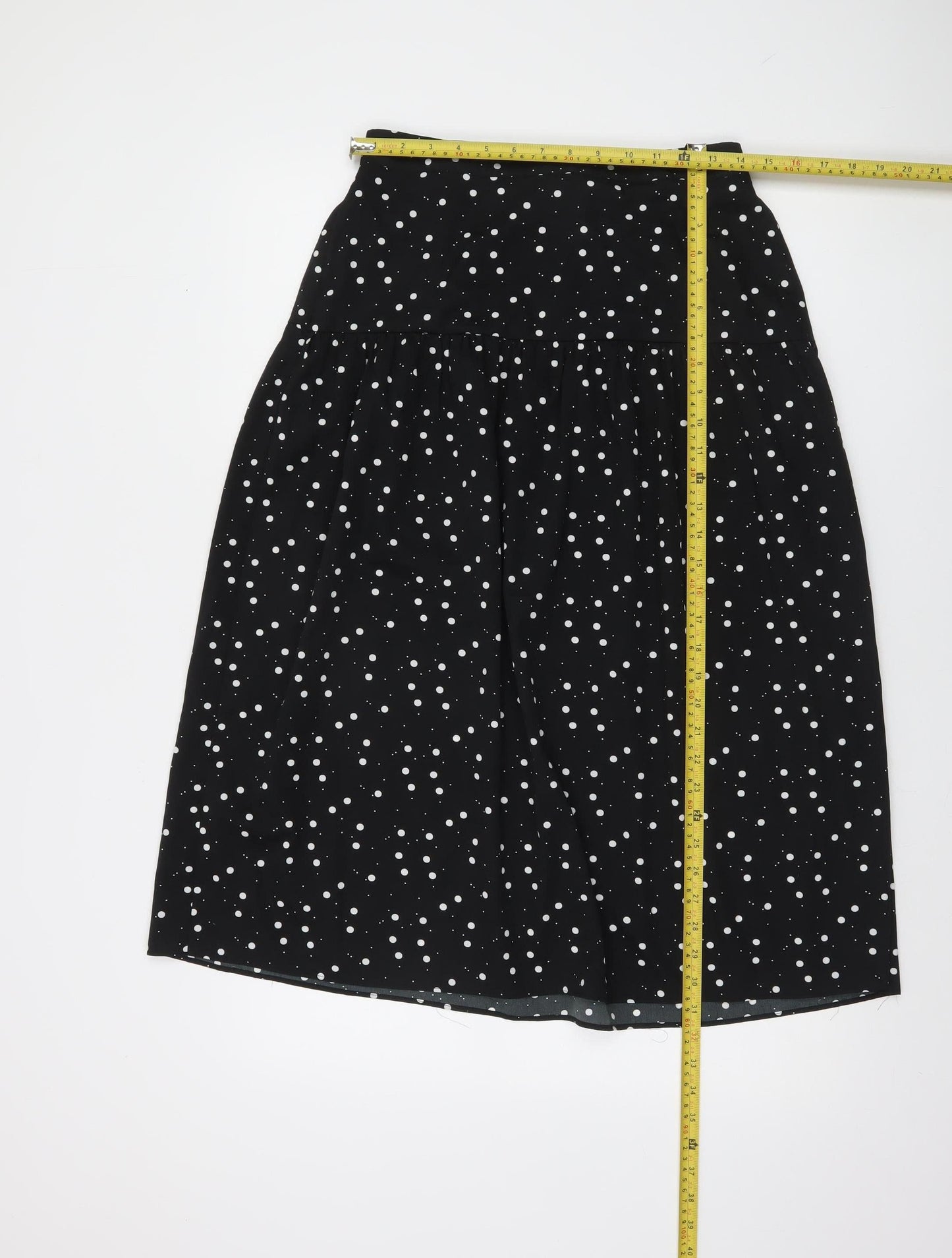 Dunnes Women Black Polka Dot A-Line Knee Length Skirt Size 10