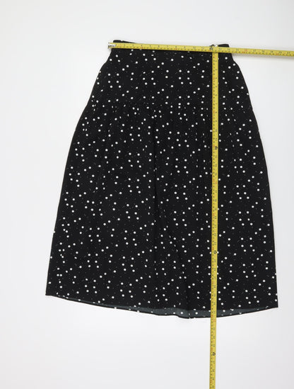 Dunnes Women Black Polka Dot A-Line Knee Length Skirt Size 10