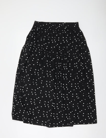 Dunnes Women Black Polka Dot A-Line Knee Length Skirt Size 10