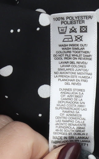 Dunnes Women Black Polka Dot A-Line Knee Length Skirt Size 10