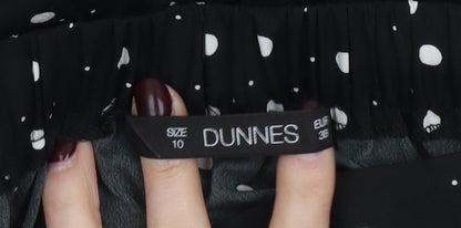 Dunnes Women Black Polka Dot A-Line Knee Length Skirt Size 10