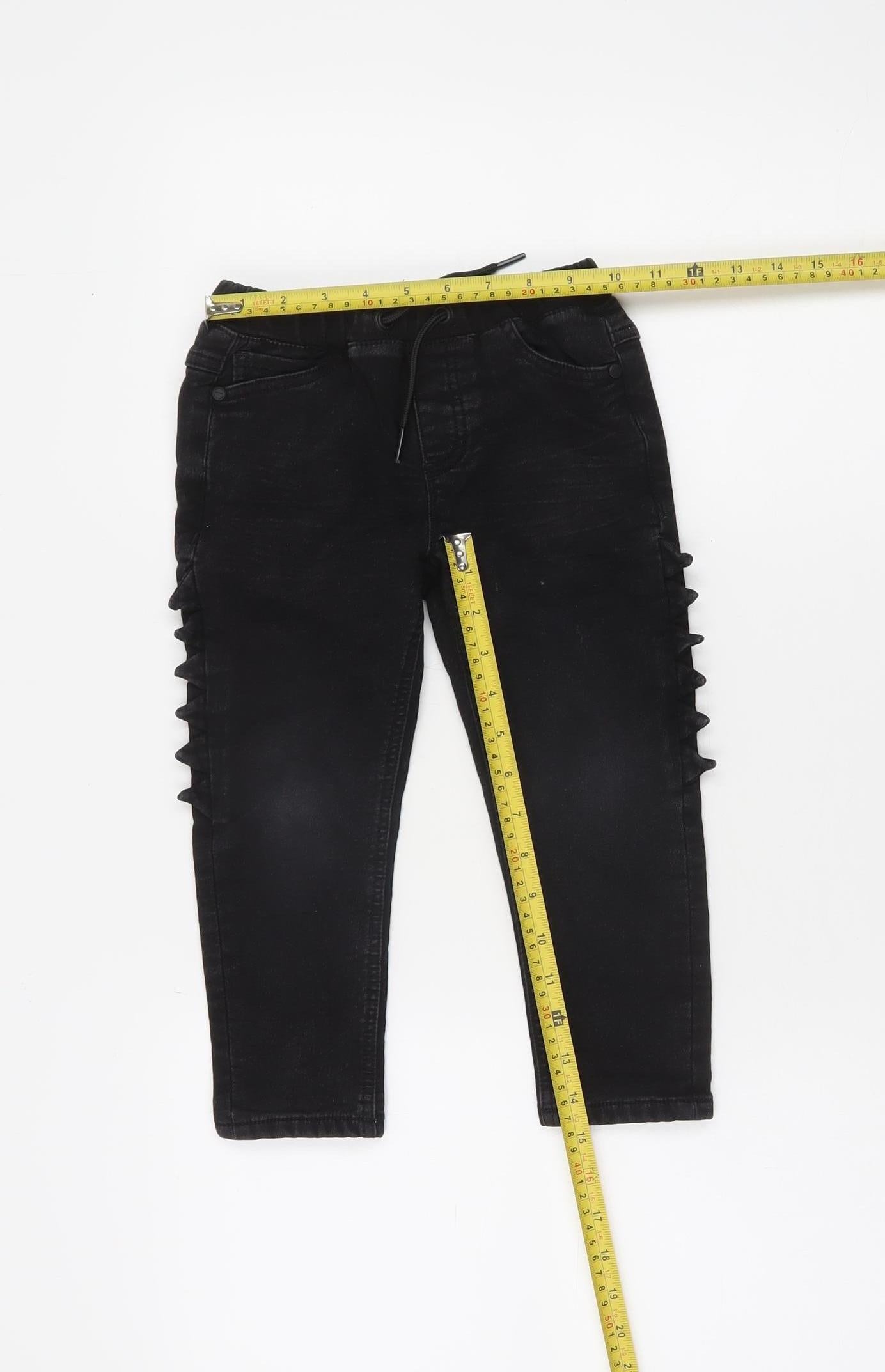 Next Girls Black Stretch Dinosaur Jegging Jeans 3-4 Years Elastic Waist
