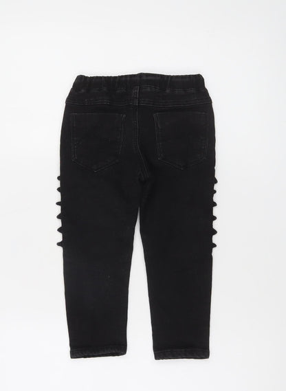 Next Girls Black Stretch Dinosaur Jegging Jeans 3-4 Years Elastic Waist