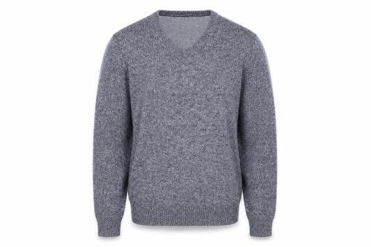Maine New England Mens Grey V-Neck Knit Jumper Size M Classic Style