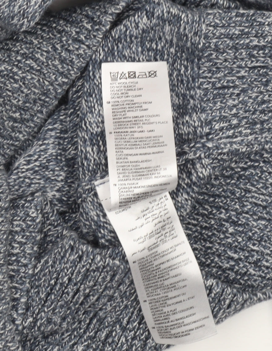 Maine New England Mens Grey V-Neck Knit Jumper Size M Classic Style