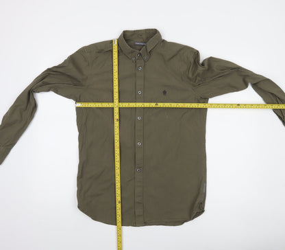 French Connection Men's Green Button-Down Cotton Long Sleeve Shirt Size M