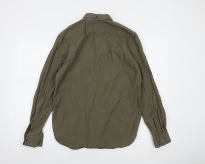 French Connection Men's Green Button-Down Cotton Long Sleeve Shirt Size M