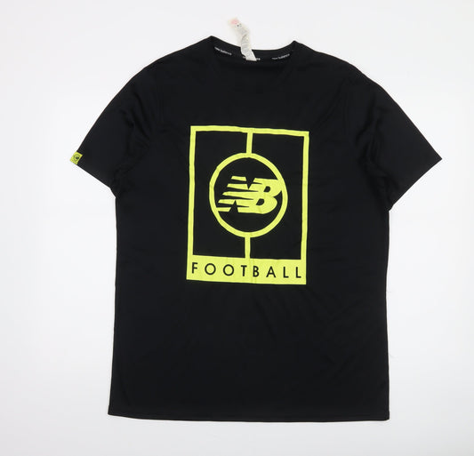 New Balance Men's Black XL Football T-Shirt with Logo Graphic