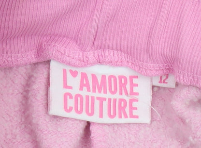 L'Amore Couture Women's Pink Fleece Sweatpants Size 12