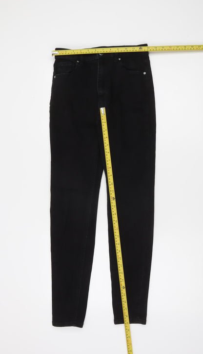 Pull&Bear Womens Black Skinny Slim Fit Mid Rise Stretch Jeans Size 8
