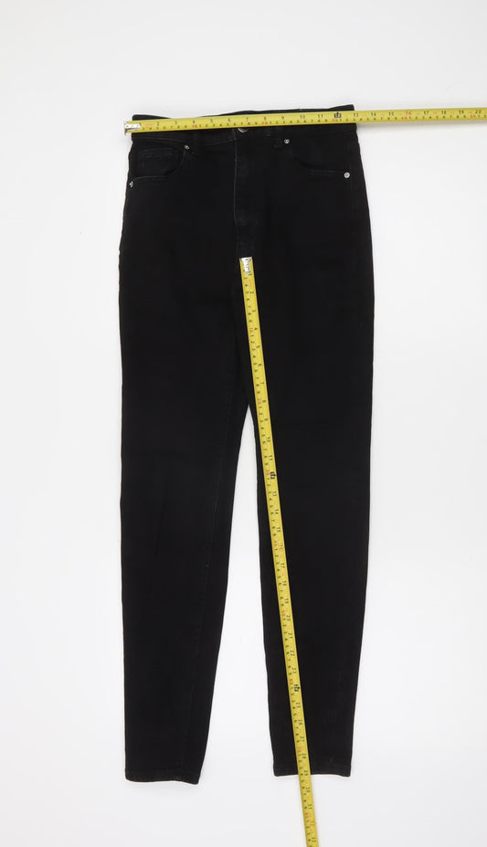 Pull&Bear Womens Black Skinny Slim Fit Mid Rise Stretch Jeans Size 8