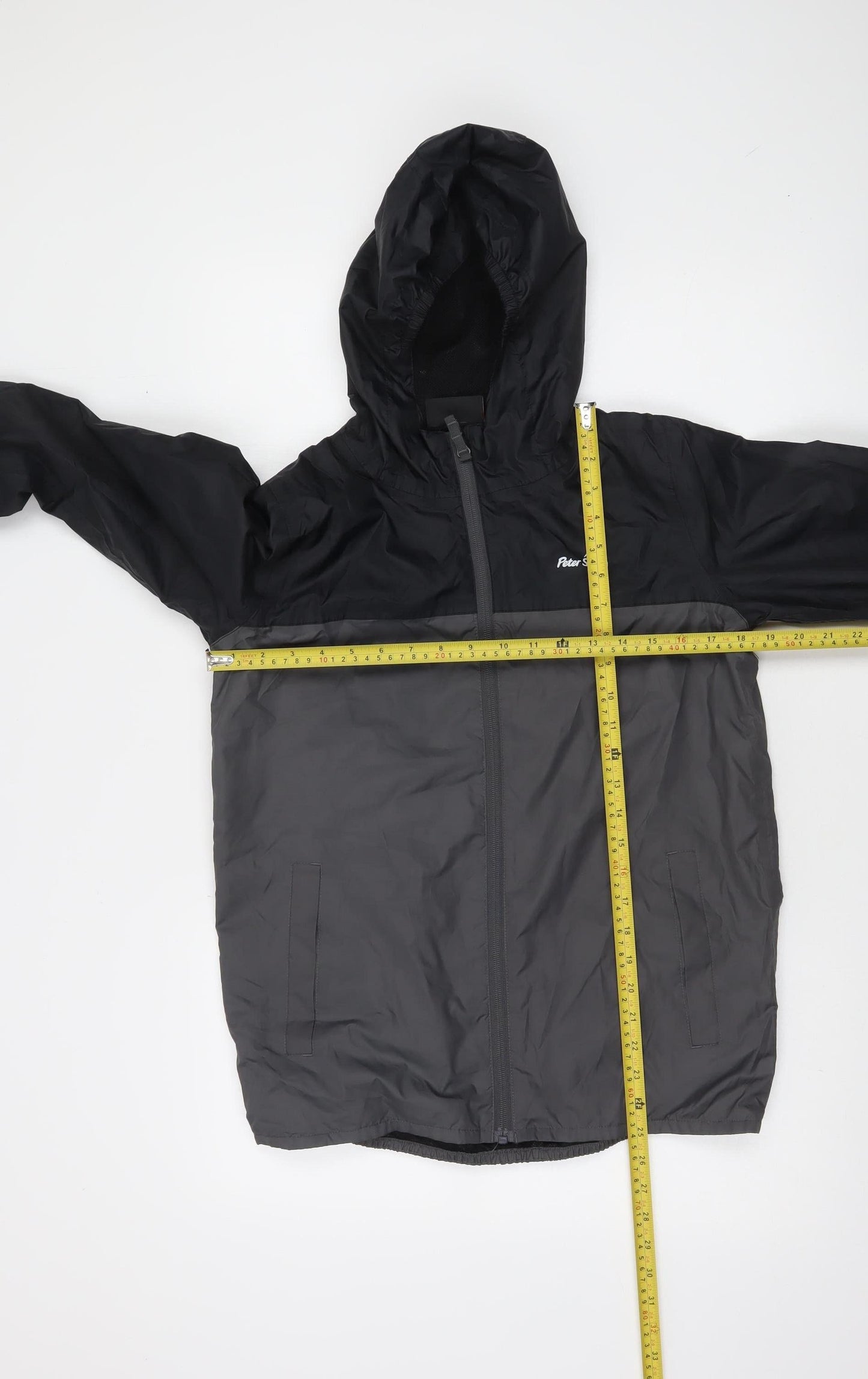 Peter Storm Boys Black Windbreaker Hooded Jacket 13 Years Polyester