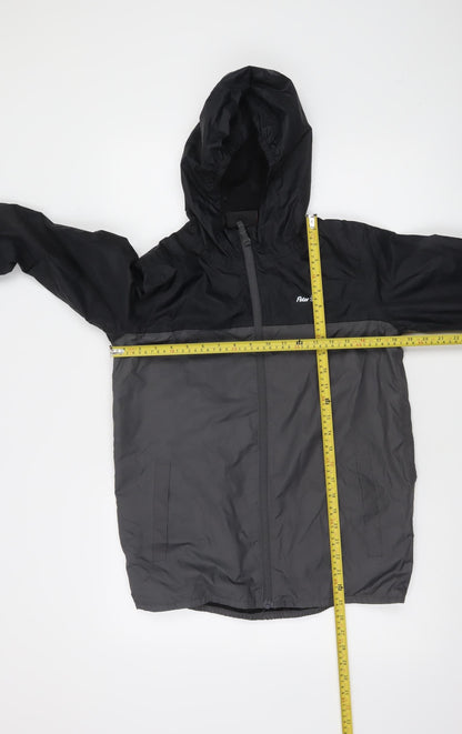 Peter Storm Boys Black Windbreaker Hooded Jacket 13 Years Polyester