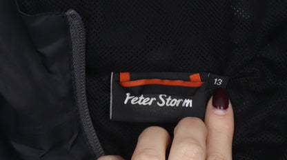 Peter Storm Boys Black Windbreaker Hooded Jacket 13 Years Polyester