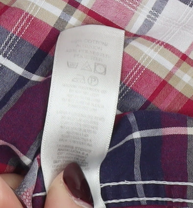 Dunnes Men’s Multicoloured Plaid Cotton Blend Short Sleeve Regular Fit Shirt 2XL