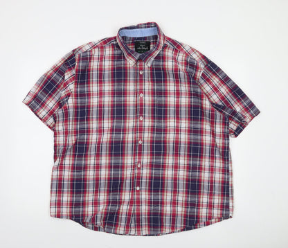 Dunnes Men’s Multicoloured Plaid Cotton Blend Short Sleeve Regular Fit Shirt 2XL