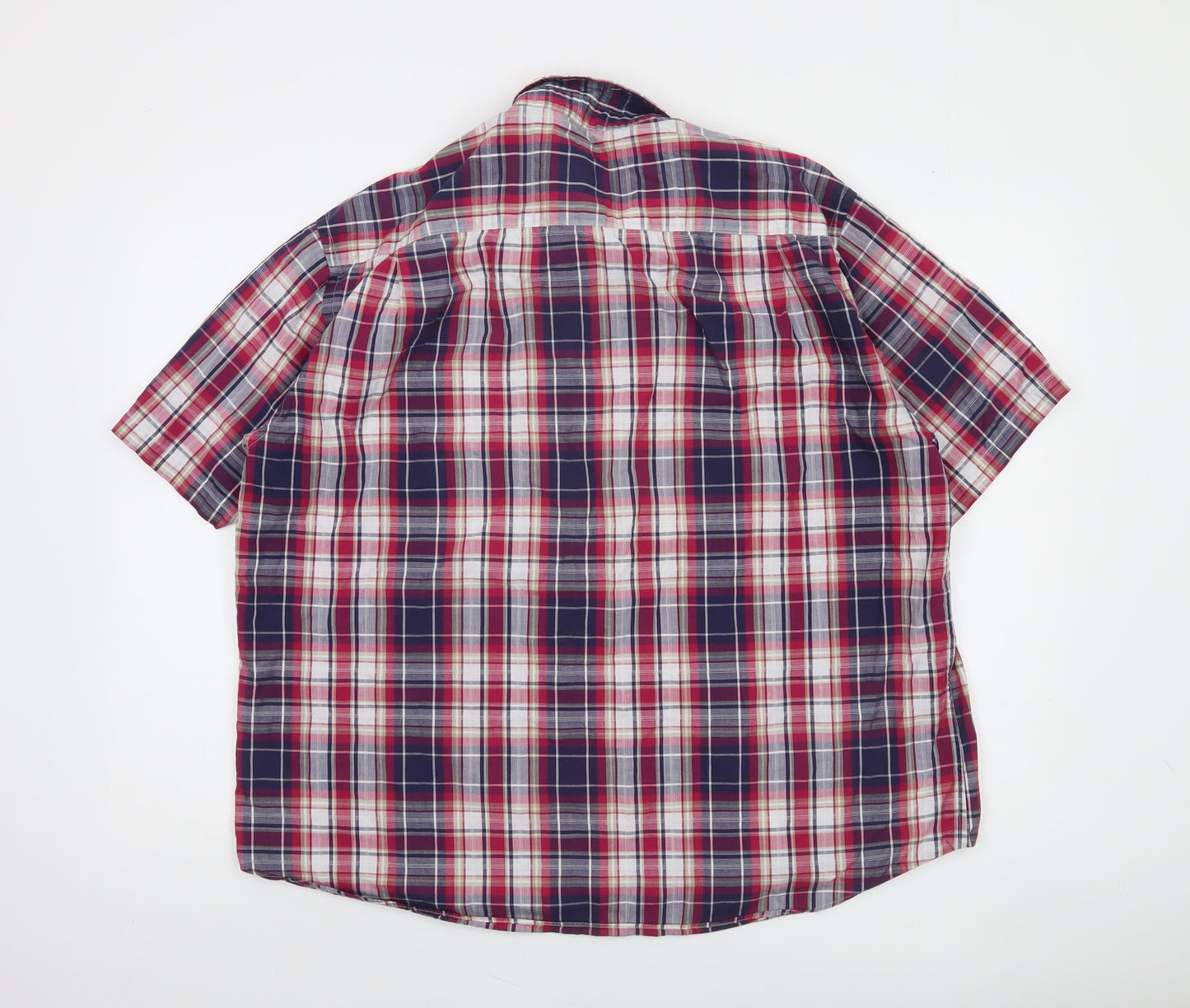 Dunnes Men’s Multicoloured Plaid Cotton Blend Short Sleeve Regular Fit Shirt 2XL