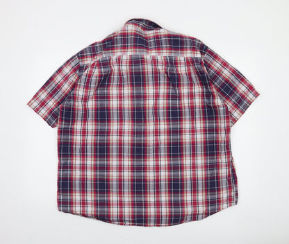 Dunnes Men’s Multicoloured Plaid Cotton Blend Short Sleeve Regular Fit Shirt 2XL