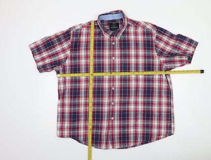 Dunnes Men’s Multicoloured Plaid Cotton Blend Short Sleeve Regular Fit Shirt 2XL
