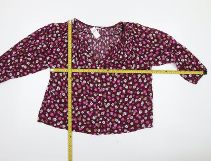 GAP Womens Multicoloured Floral Cotton Rayon Peasant Blouse Size S