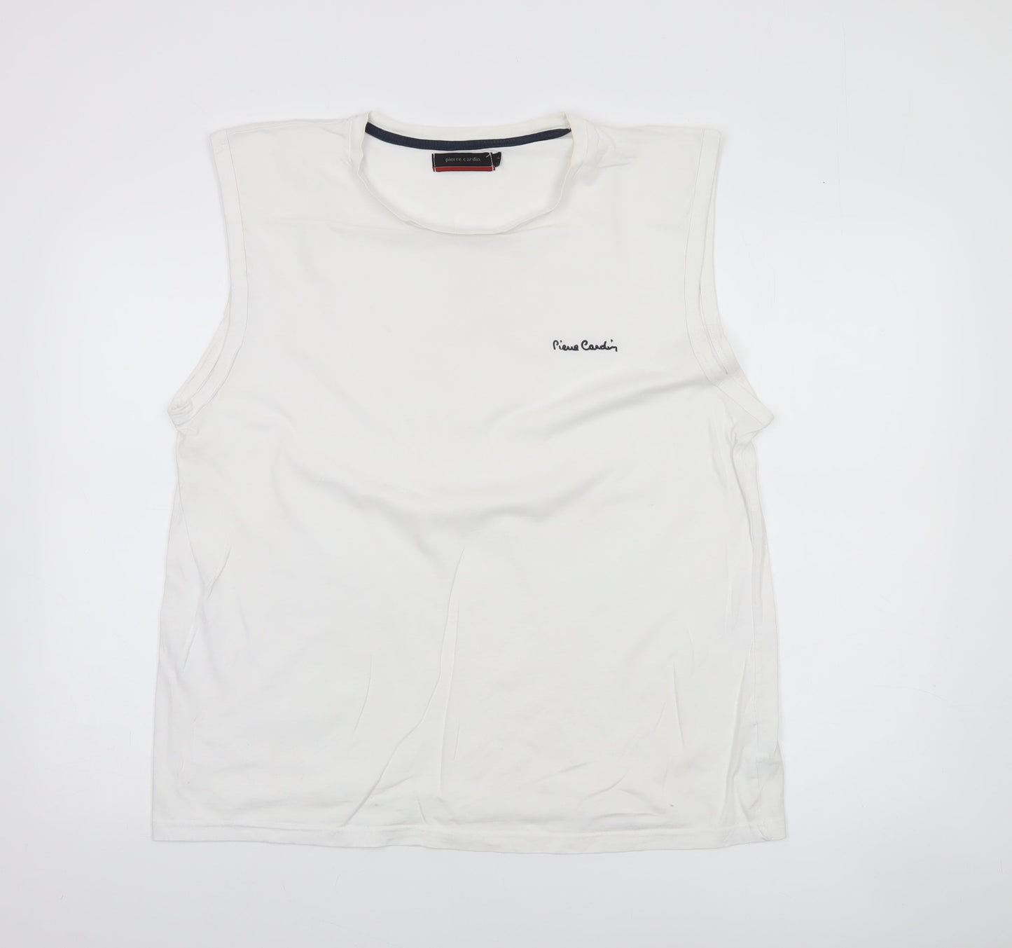 Pierre Cardin Men's White Sleeveless Cotton Top XL Regular Fit