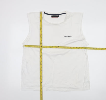 Pierre Cardin Men's White Sleeveless Cotton Top XL Regular Fit