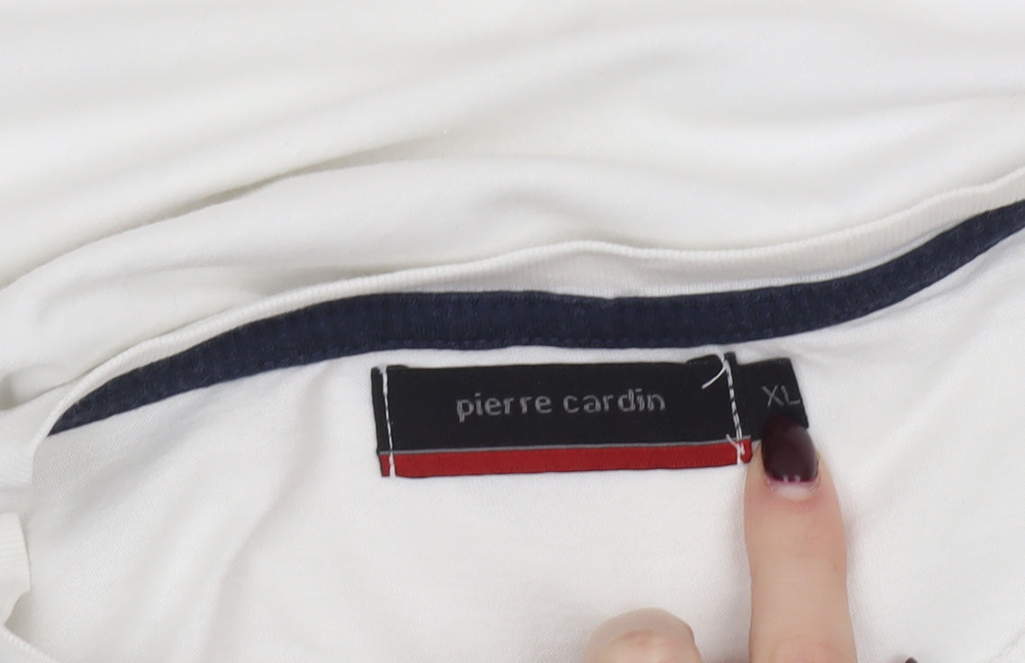 Pierre Cardin Men's White Sleeveless Cotton Top XL Regular Fit