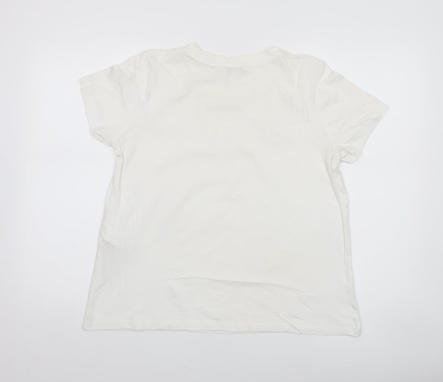 Whistles Women's White Cotton Crochet Detail T-Shirt UK 12