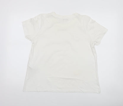 Whistles Women's White Cotton Crochet Detail T-Shirt UK 12