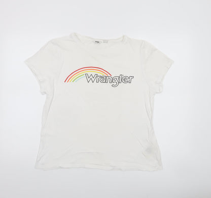 Wrangler Womens White M Basic Cotton Rainbow Print T-Shirt