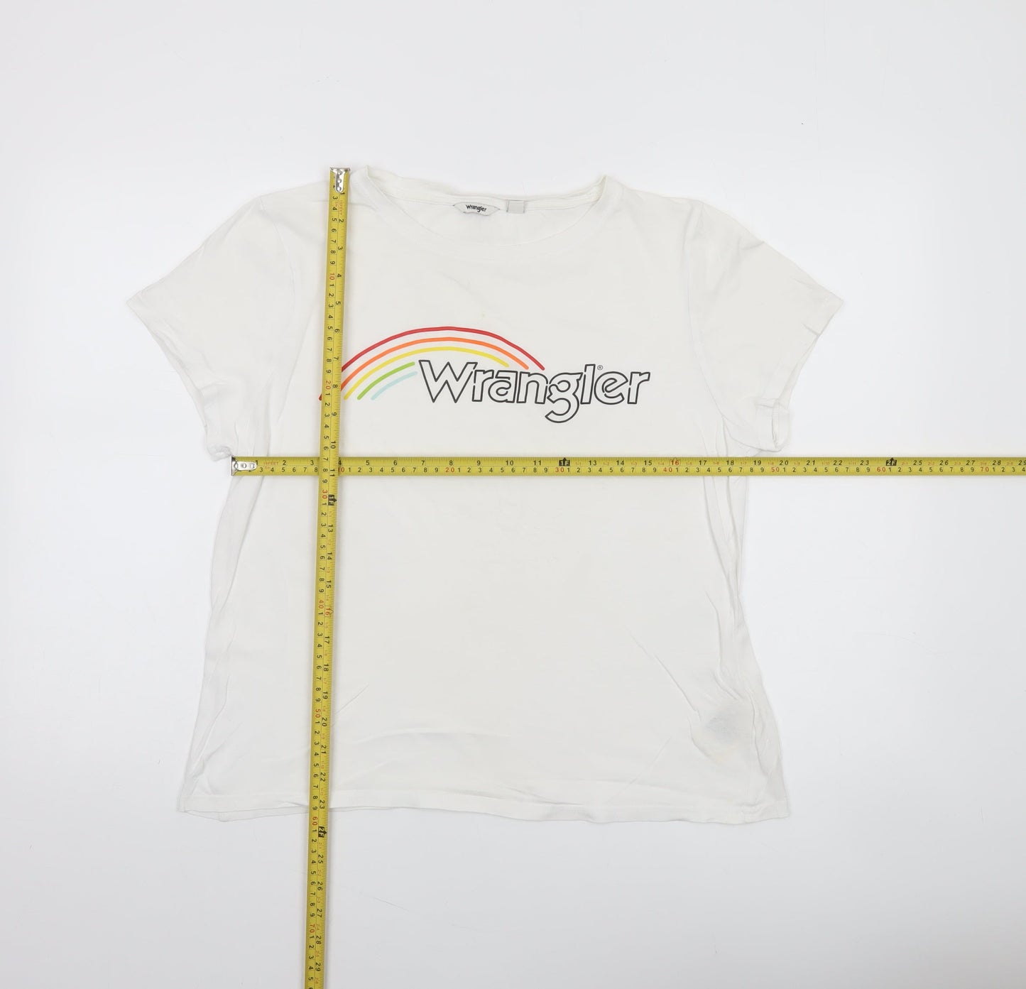 Wrangler Womens White M Basic Cotton Rainbow Print T-Shirt
