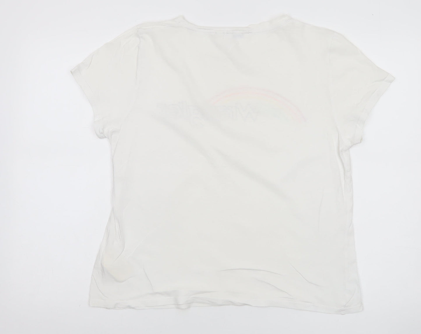 Wrangler Womens White M Basic Cotton Rainbow Print T-Shirt