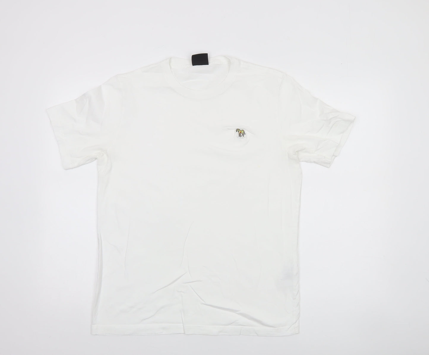 Paul Smith Men's White Cotton Zebra Embroidered T-Shirt Size M