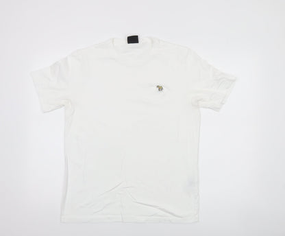 Paul Smith Men's White Cotton Zebra Embroidered T-Shirt Size M